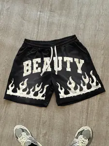Men's Regular Fit Fire & Letter Print Boxer Briefs, Casual Comfy Breathable Shorts for Daily Wear, Men's Underwear for All Seasons