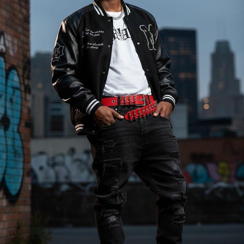 Men's Rock Style Belt PU Leather Adjustable Body Decoration Belts Gothic Rock While Holiday Costume Gift Unisex Punk Style