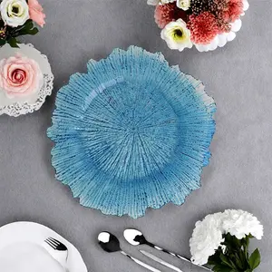 JIT 20 pcs  Transparent blue Charger Plates,Round acrylic Reef Plate Chargers for Dinner Plates,Christmas Wedding,Party Elegant Decoration Place mats 13inch/33cm