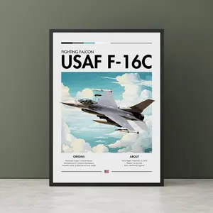 USAF - F16C Fighting Falcon Poster - Aviation Art, Fighter Jet print, Plane Poster, Unframed, Poster Decor Artistic Ornaments