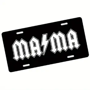 Mama License Plate, Custom Car Tag for Women, Car Coasters, Black and White License Plate, License Plate Frame, Aluminum Front License Plate- 6x12- inch polished metal standard plate, easy to install, for decor only, Made in USA