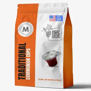 Travel Pack - The Miracle Meal Pre-Filled Traditional Communion Cup - Bag of 25 with Wafer and 100% Concord Grape Juice