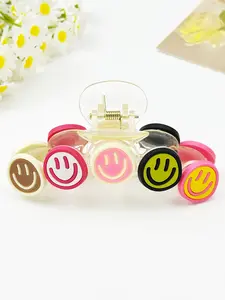 Lady's adorable smiling hair clip, colorful cartoon versatile hair accessory, perfect for afternoon tea, vacation, beach, campus, office, and daily casual hair accessories