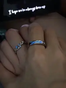 Night Glow Couple Rings, Unique Design High-End Hand Jewelry, Versatile Glowing Couple Rings, Stackable Rings, Anniversary Gift, Birthday Gift, Valentine's Day Gift