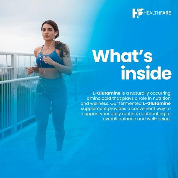 Healthfare L-Glutamine 1000mg | 240 Capsules | Amino Acid Fuel for Gut & Muscle