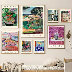 Classic Fashion M-Matisse Retro Painting Calligraphy Eco-Friendly Cotton Canvas Poster Fine Texture Smooth Surfac Waterproof Wall Art for Home & Washroom Decor Gift