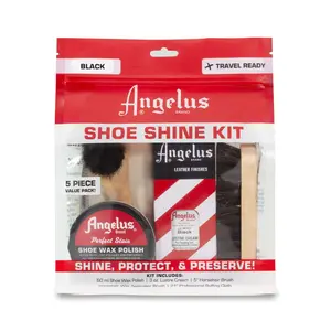 Angelus Shoe Shine Travel Kit - 5 Piece Value Pack with Shine Polish, Protective Cloth & 60 ml Shoe Wax for Footwear Comfort