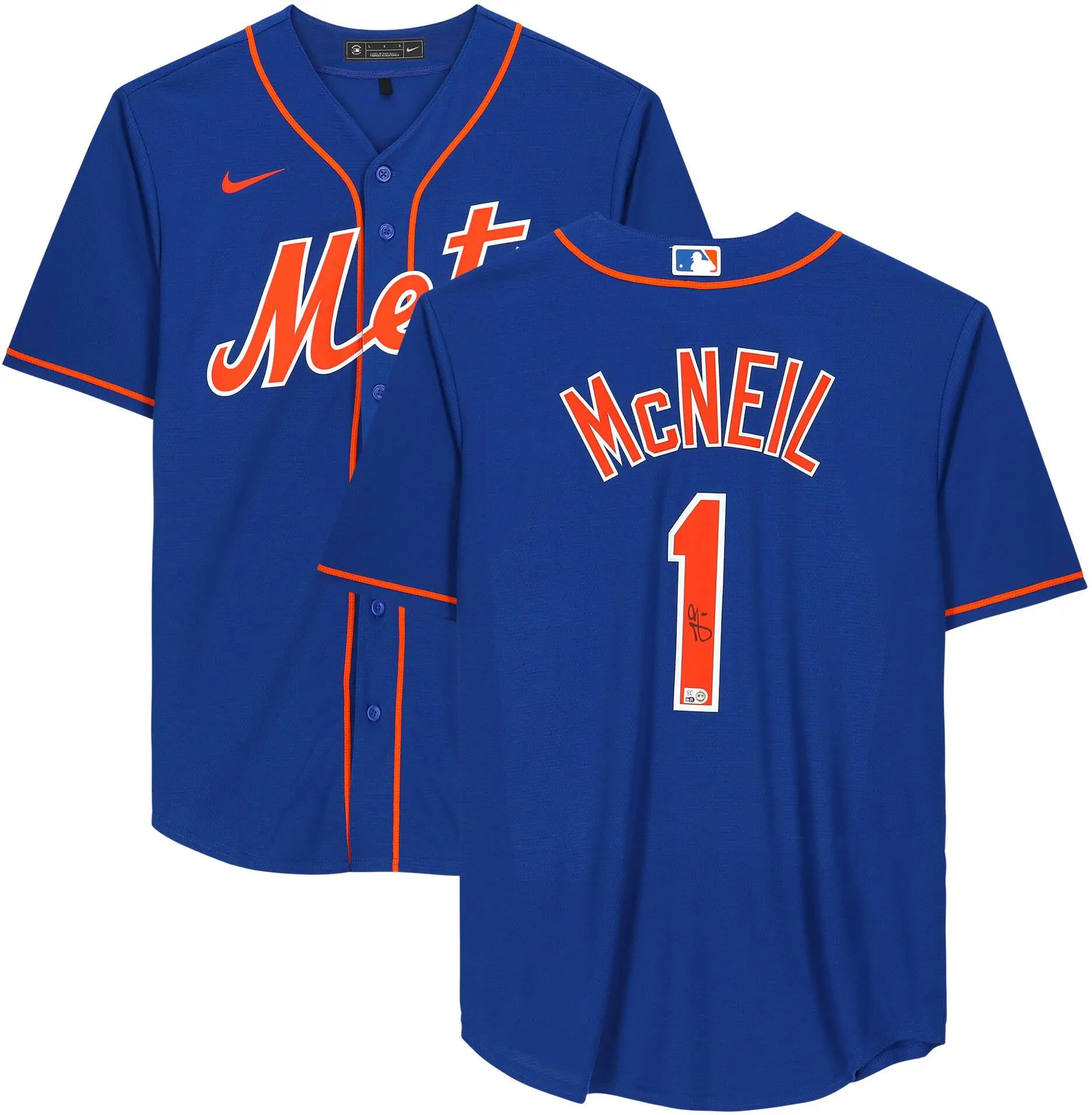 Jeff McNeil New York Mets Autographed #1 Blue Nike Replica Jersey - Fanatics Authentic Certified - MLB Memorabilia