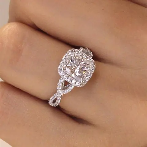 Elegant Rhinestone Decorated Promise Ring for Girlfriend, Wedding Promise Rings, Fashion Engagement Ring for Wedding, Daily Clothing Decor, Trendy Exquisite for Anniversary Party Jewelry Gift, Beautiful Rings