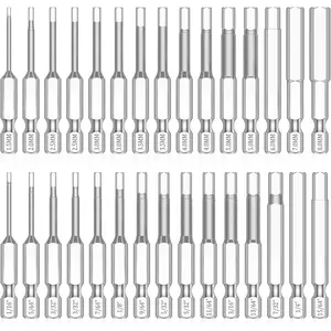 30 count Hex  Allen Wrench Drill Bit Set, 1/4 Inch Shank Metric and SAE S2 Steel Hex Bit Set,  Tips 50mm Long (SAE+METRIC BITS)