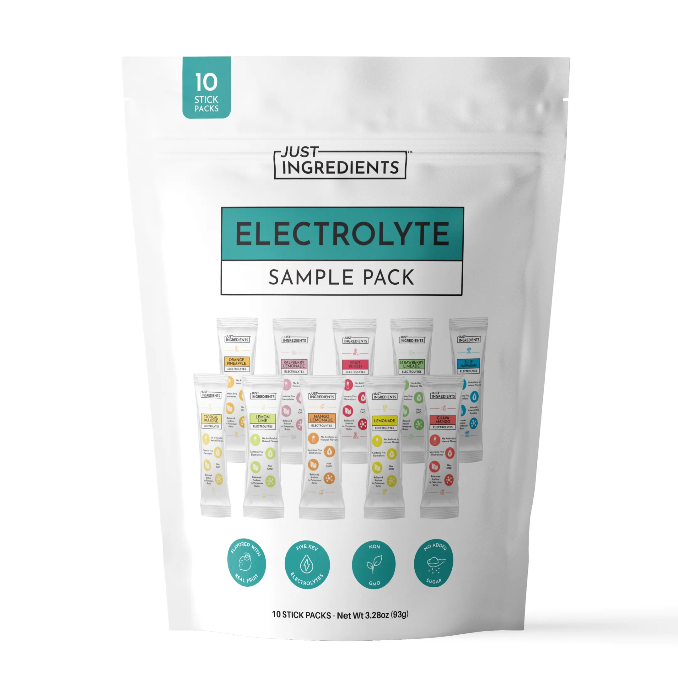 Just Ingredients Electrolytes - Supports Daily Hydration, Electrolyte Balance, & Muscle Recovery* - 3:1 Potassium-to-Sodium Ratio - Drink Mix - Coconut Water, Sea Salt, Trace Minerals - No Sugar Added