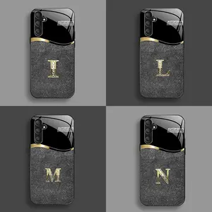 Suitable for [Galaxy S23 Fe] New high-end flashing letter glass mobile phone case New business simple metal paint electroplated glass mobile phone case Affordable anti-fall and anti-fingerprint-888