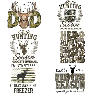 Hunting Season Sublimation DIY Iron on DTF Transfers Stickers, Washable Heat Transfer Designs, Ready Press Decals Plastisol Patch for DIY Clothing T-shirt Mask Jeans Backpack