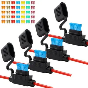 4 Pack 12AWG Inline Fuse Holder with 35PCS Standard Blade Fuses, Heavy Duty 12V Fuse Holder for Auto, Marine, Truck, Boat, and Motorcycle Circuits