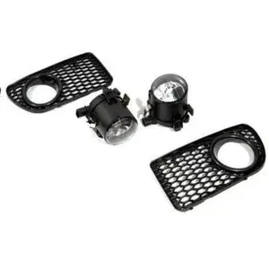 R32 Front Fog Light Kit for VW Golf MK4 99-05 Black Style Grille Insert with Glass Lens No Mounting Kit Included