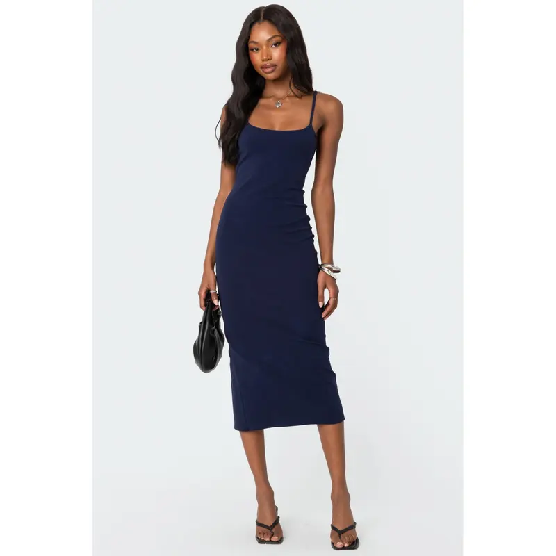 Knit Back Slitted Maxi Dress - TikTok Shop Knit Back Slitted Maxi Dress - TikTok Shop