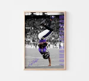 Lamar Jackson Poster, Signed Football Poster (Size A3 300 Dpi Digital )