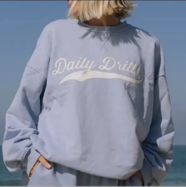 Casual Fall/Winter Daily"Drills Varsity Crewneck Sweatshirt in Lounge Collection, Relaxed, Oversized Aesthetic