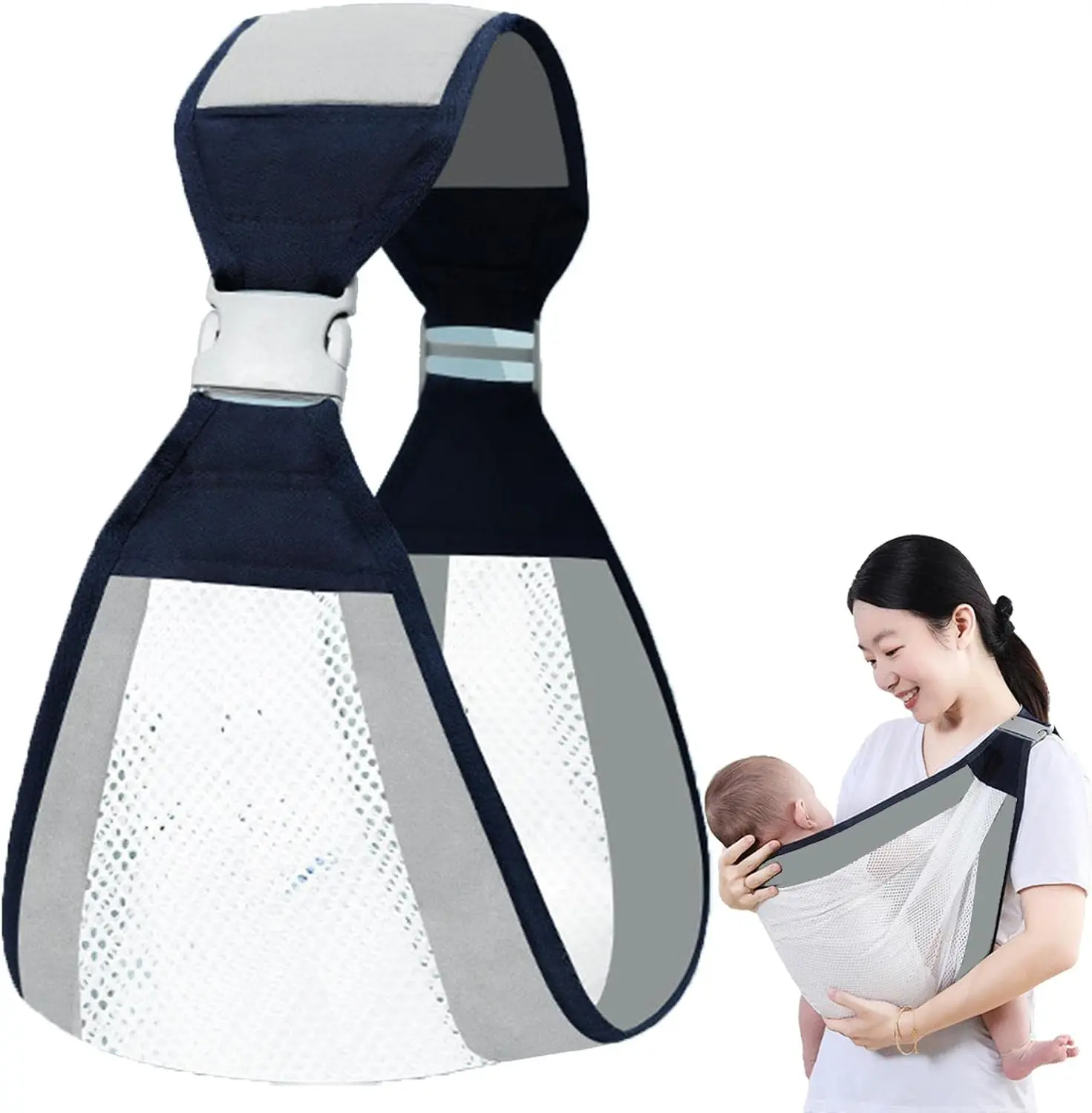 Ergonomic Mesh Single-Shoulder Baby Carrier - Cross-Body Sling with Wide Pressure-Relieving Strap, Cooling Breathability - Ideal for Home Snuggling, Grocery Runs