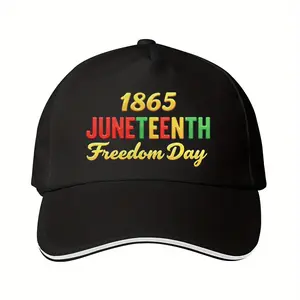 Juneteenth Freedom Day 1865 Black Baseball Cap - Lightweight, Adjustable Fit, Colorful Print Design, Unisex Outdoor Hat for Men and Women