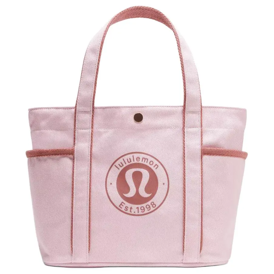 Lululemon Daily 6.5L Mini Tote Bag with Multiple Pockets in Cotton-Blend Canvas for Women in Pink and Terracotta Lightweight Tote Bag Minimalist Tote Bag