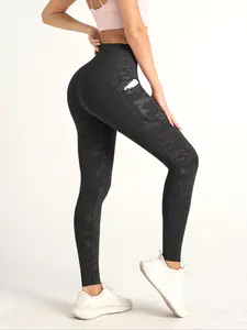 Women's Camo Print High Waist Pocket Sports Leggings, Comfy Stretchy Leggings, Casual Comfy Breathable Skinny Pants for Yoga Gym Workout, Gym Sportswear Bottoms, Ladies Sportswear for All Seasons