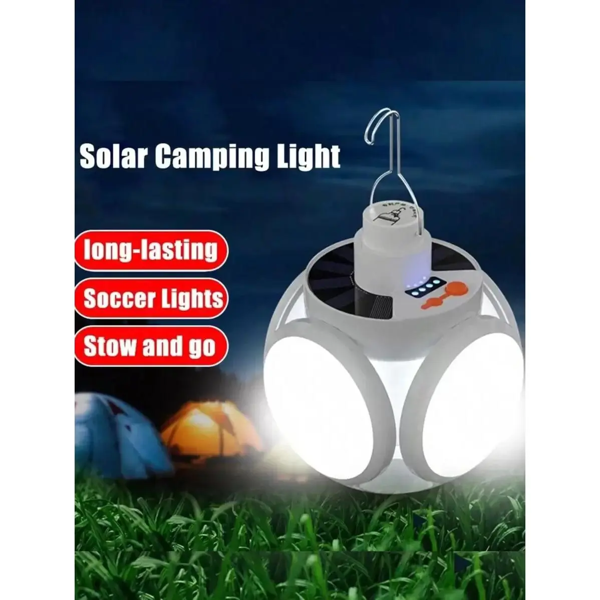 1-2pcs Solar-Powered LED Light Bulb, Rechargeable Batteries Portable Camping Lamp for Outdoor Garden, Emergency Use, Hiking Gear