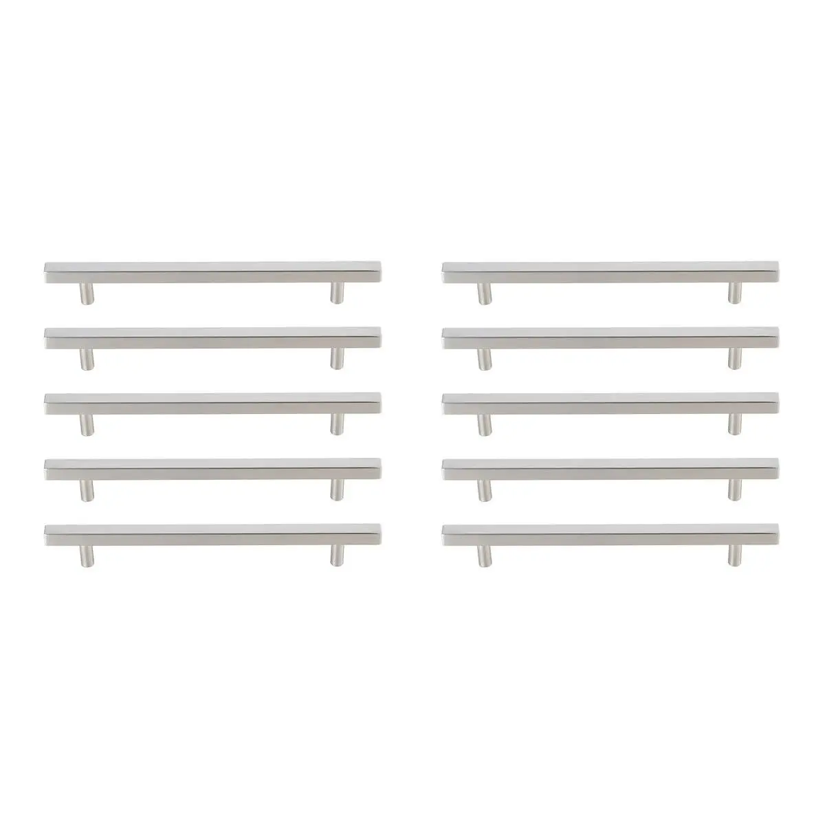 Elegant Decor PL402-7-NK-10PK Brushed Nickel Metal Bar Pull Door Handles, 7.56 in. Dior Center To Center, 10-Pack Door Hardware