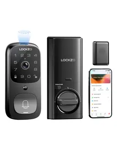 All-in-One WiFi Smart Front Door Deadbolt Lock With Doorbell Camera, Multi Access Keyless Entry: Fingerprint, Keypad Code & App Control, IP65 Outdoor Waterproof, BHMA Grade, Compatible With Alexa Google Voice Assistant