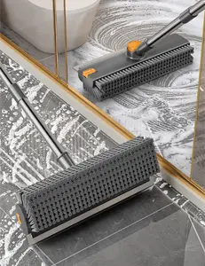 Ultimate Home Essentials: 3-in-1 Long-Handle Power Scrubber & Scraper | Multi-Surface Heavy-Duty Cleaning Brush Multifunctional Spin Swivel V-Shaped Floor and Grout edge