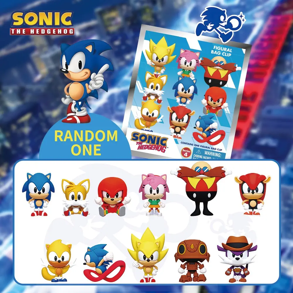 Sonic the Hedgehog Officially Licensed Blind Box Random Pack 3D Figurine, Bag Clip Charms, Knuckles Tails Amy Dr Eggman, Anime Figure Keychain, Collectibles, Gamer Blind Bag