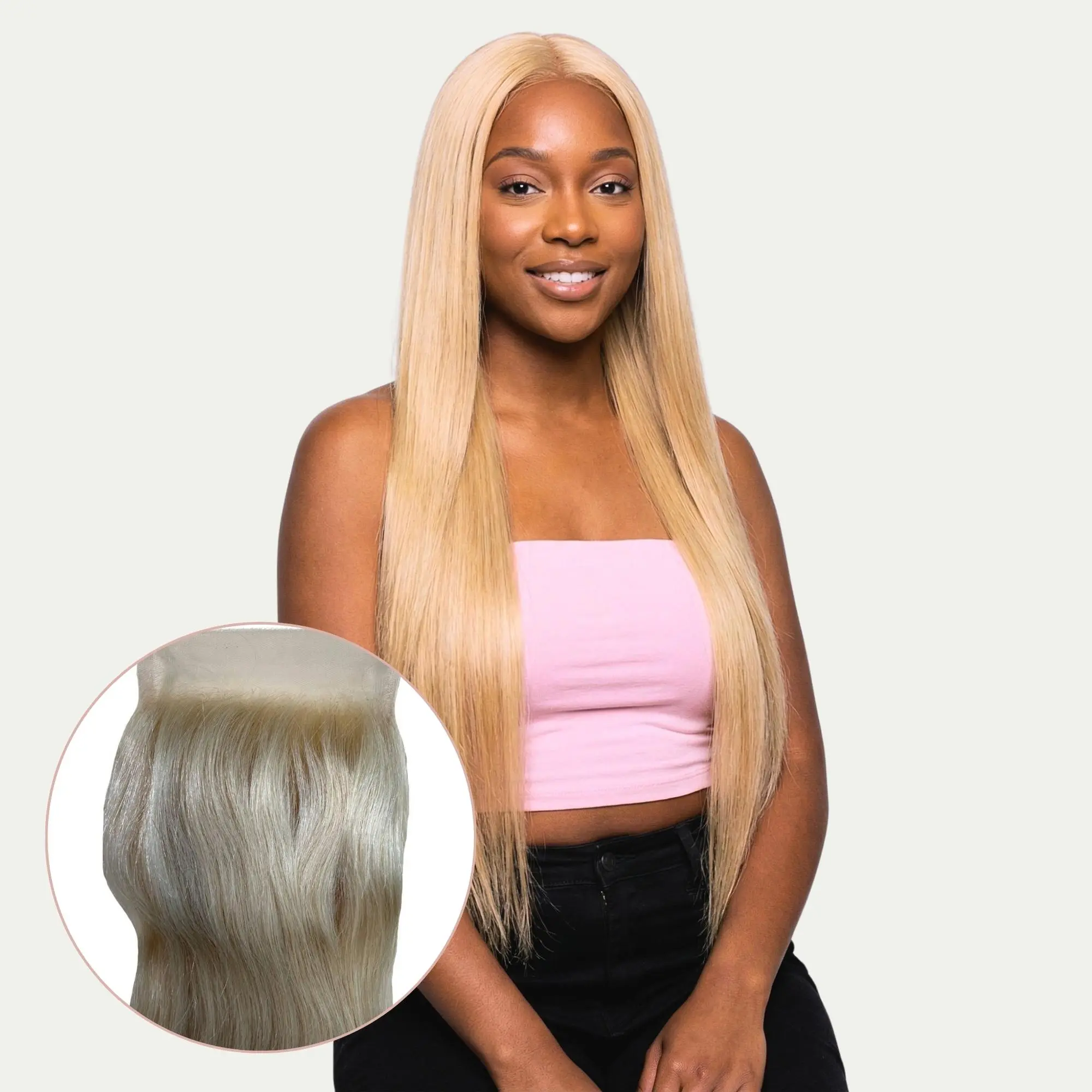 Blonde Straight 4x4 Transparent Lace Human Hair Closure - 100% Human Hair, 613 Color, Ultra-Thin Lace, Versatile Parting Options