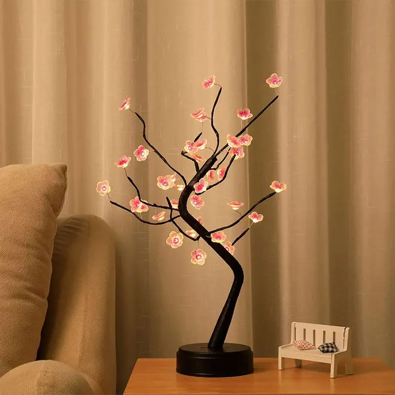 LED Tree Shaped Night Light, USB Powered LED Desktop Light, Universal Decorative Night Light for Home Bedroom Living Room