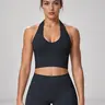 Women's Wireless Fitted Seamless Halter Sports Tank Top - Soft Stretch, Breathable, Backless, Shockproof, Lightweight Activewear for All Body Types - Workout Clothes Women for Gym & Daily Wear