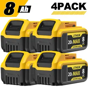 1/2/4 Pack 8.0Ah 20V Lithium Ion Battery For DCB200 DCB201 DCB206  Replacement  Dewalt tool  Cordless Power High Charger Capacity Cordless Power Tool Battery