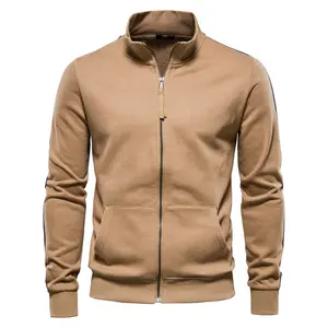 2025 Men's Mock Neck Zipper Long Sleeve Hoodie, Casual Athletic Jacket, Regular Fit Outerwear for Spring & Autumn Sports & Leisure