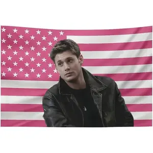 Dean Jensen Star Ackles America Pink Flag Wall Tapestry Winchester Blanket Funny Poster For College Dorm Decor Room Decoration Gift Decorative Cotton