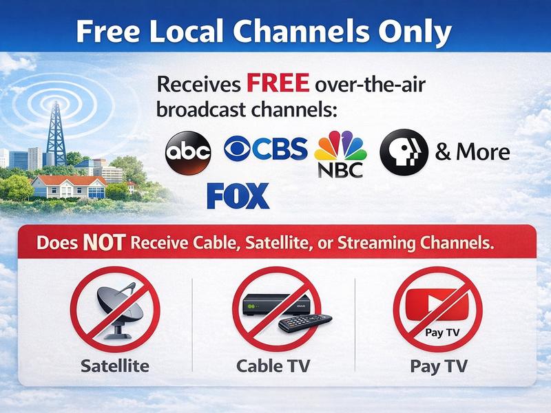 Indoor HDTV Antenna with 3M-Stick Base Long Range Amplified TV Antenna with Signal Booster for Free Local Channels Signal Reception May Vary by Area & Strength