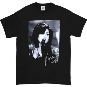 Amy Winehouse Hot Singer Signed Black Vintage T-Shirt Cotton Fabric
