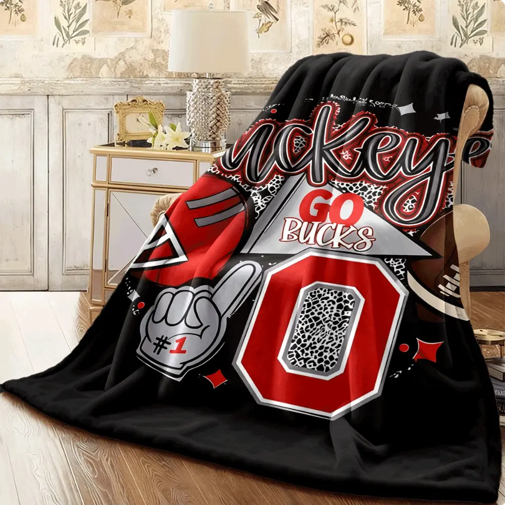 Football Blanket, Sports Fan Throw Blanket, Game Day Fleece Blanket for Football Lovers, Soft Cozy Blanket for Couch Sofa Bed, Athletic Style Home Decor, Gift for Football Fans, Teen Boys, Sports Enthusiast Birthday Holiday Gift