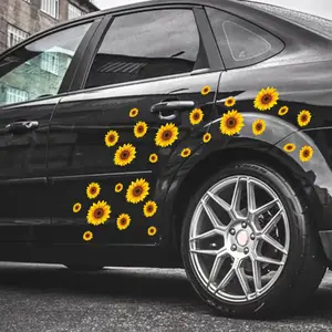 27pcs Beautiful Sunflower Car Stickers for Car, Truck, SUV External Decoration Accessories Stickers Cute Sunflowers DIY Motorcycle Helmet Laptop Luggage Bottle PVC Stickers Decorative Gift