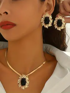 New Creative Vintage Acrylic Oval Elegance Set, Versatile Daily Wear, 2 Piece Fashion Accessory Kit, Elegant Jewelry Set, Perfect for Any