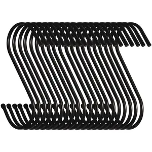 D-buy 10 Pack 3.5 Inch Heavy Duty S Hooks for Plants Outdoor Light Cup Large Hangers Black Steel Hooks for Kitchen Bathroom Bedroom Office