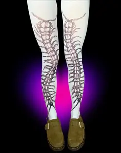 Centipede Print Halloween Tights – Creepy Cute Y2K Goth Leggings | Horrorcore Alt Aesthetic Stockings S-3XL