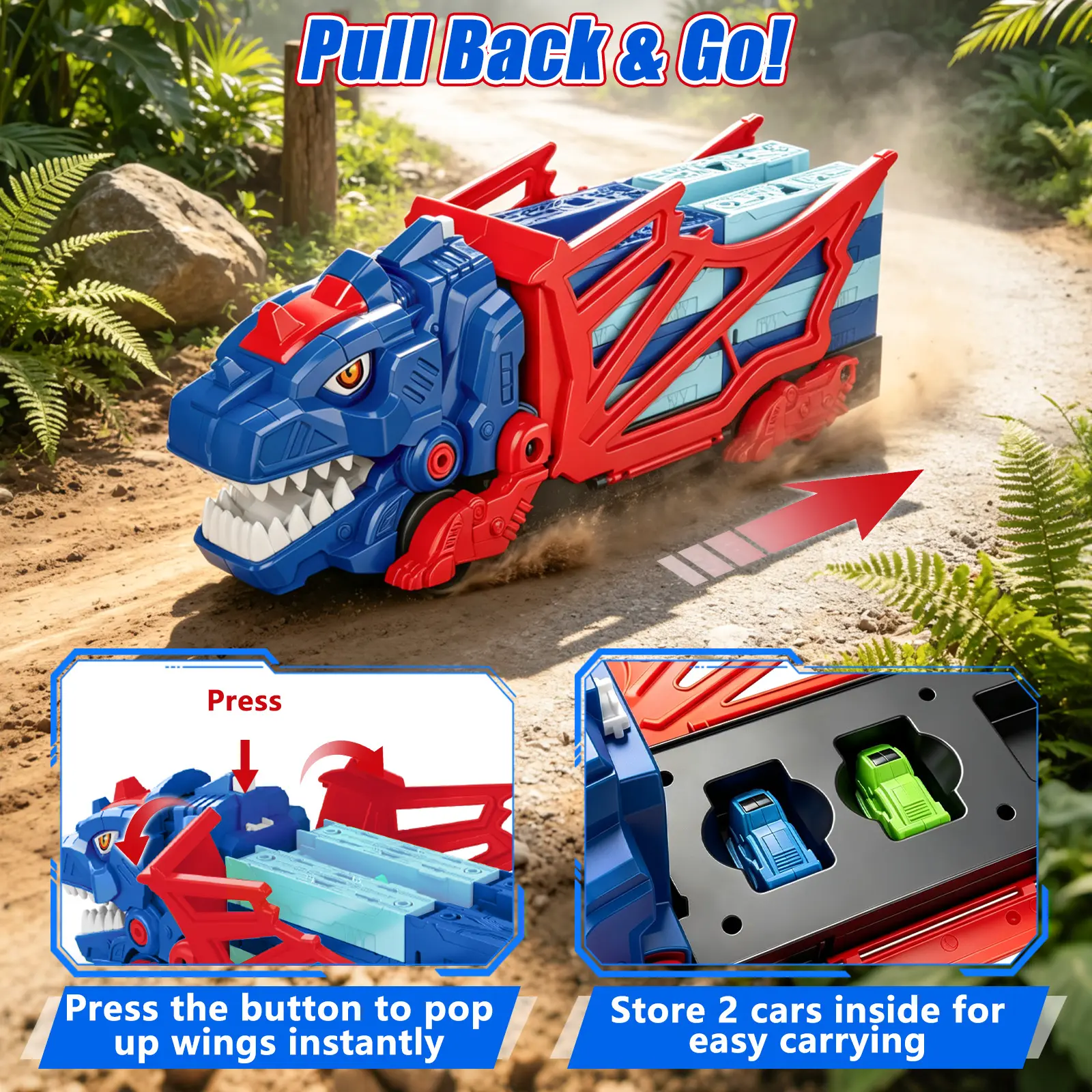 Dinosaur Track Car Toy Set, 8/20PCS Racing Track with Pull Back Cars, Interactive Dinosaur Vehicle Toy for Kids Boys & Girls, Birthday Gift