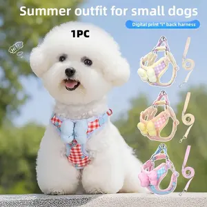 New Dog Leash Pet Puppy Chest Adjustable Harness for Bichon Frise Shiba Inu Schnauzer Breathable Outdoor Walking Rope, Comfortable and Durable