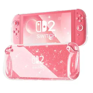 F-APT23  Protective Case for Nintendo Switch 2 (2025), Slim Clear shell with Comfortable Grip Design, Soft TPU Shock-Absorption and Anti-Scratch Cover for Switch 2, Cute Sparkle Shining Skin - Glitter