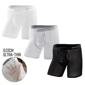 Men's 3 Pack Extended Length Cooling Boxer Briefs Convenient Fly Design Sillky Soft Breathable Underwear Moisture Wicking Summer Gift Choice
