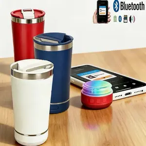 Bluetooth Tumbler Cup & Tumbler cup with bluetooth speaker -16oz Stainless Steel Insulated Mug, Built-in Recharg  Father's Day gifteableWireless Speaker, Multi-Color LED Lights,Mother's Day ,Perfect  Idea grandfather gift Flasks Drinkware Bottled Portabl