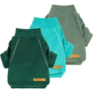 3 Pack Fleece Dog Sweater, Turtleneck Dog Sweatshirt, Dog Winter Clothes for Small Dogs Boy Girl, Pet Pullover Jumper, Cat Apparel, Dark Green, Teal Green, Olive Green, Medium